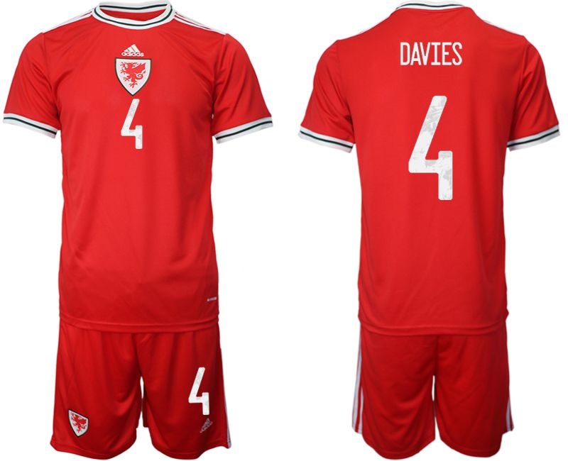 Cheap Men 2022 World Cup National Team Welsh home red 4 Soccer Jersey